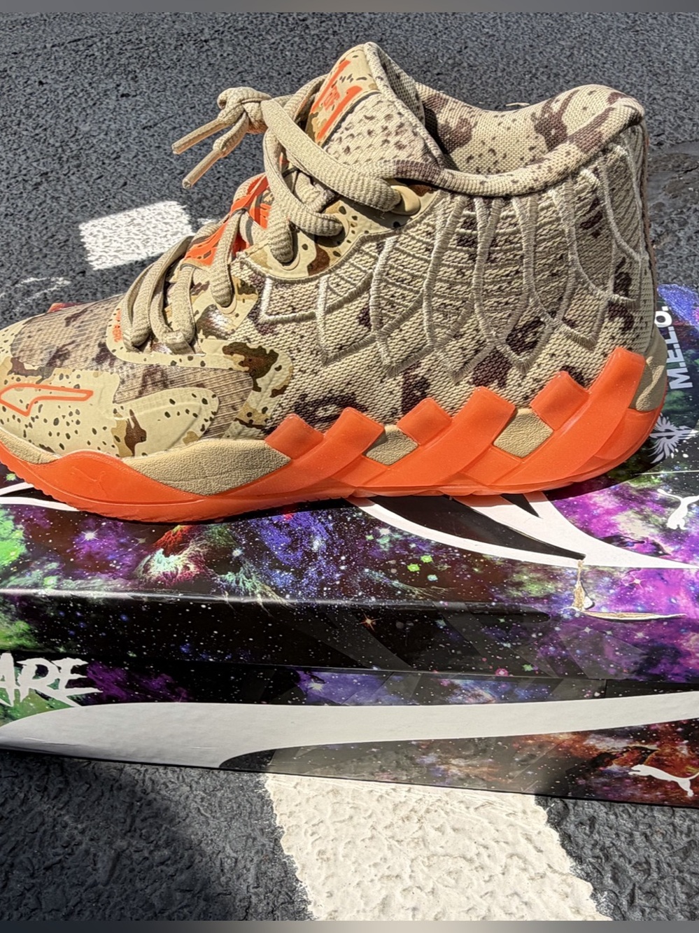 Puma Men's Camo Sneakers Orange Melo 02 Like New